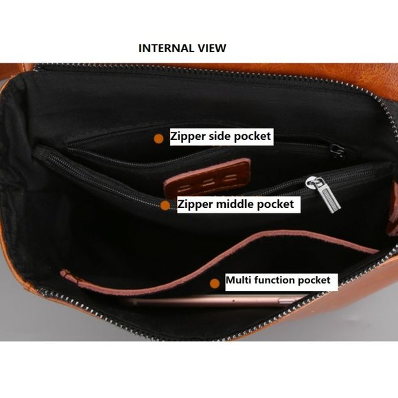 JeHouze Fashion Women Anti-Theft Shoulder Handbag Genuine Leather Backpack, Blue - Picture 11 of 12